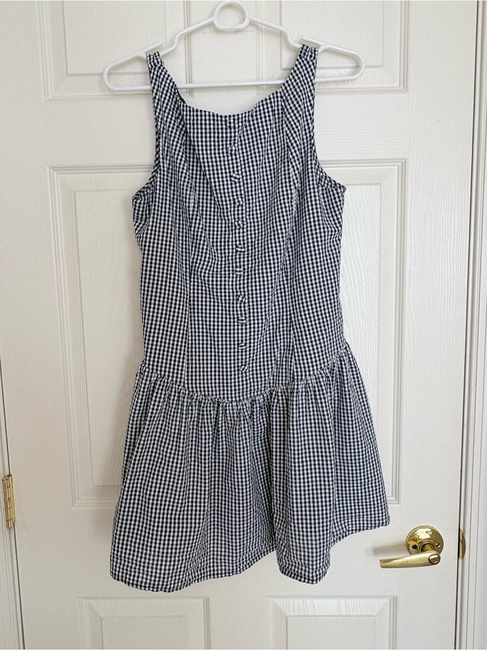 Wild Fable Drop Waist Mini Sundress in Navy Gingam